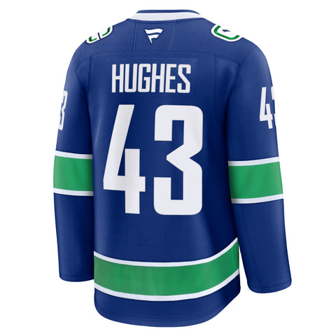 FANATICS VANCOUVER CANUCKS QUINN HUGHES PREMIUM ADULT HOME JERSEY