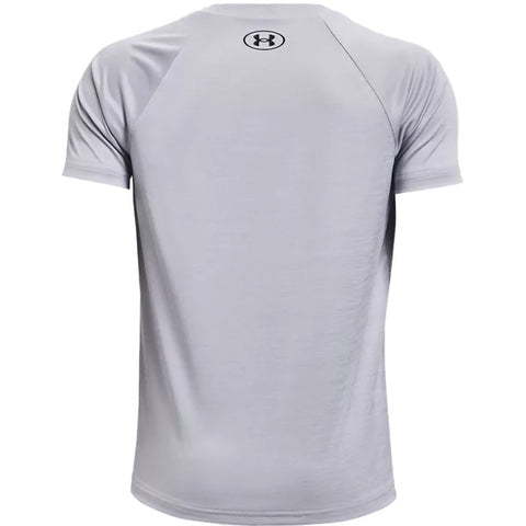 UNDER ARMOUR TECH SPLIT LOGO HYBRID KID'S GREY T SHIRT