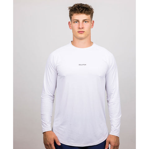 BCLUTCH PERFORMANCE WHITE LONG SLEEVE WORKOUT SHIRT