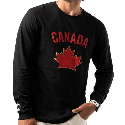 BAUER HOCKEY CANADA GRAPHIC ADULT BLACK LONG SLEEVE SHIRT