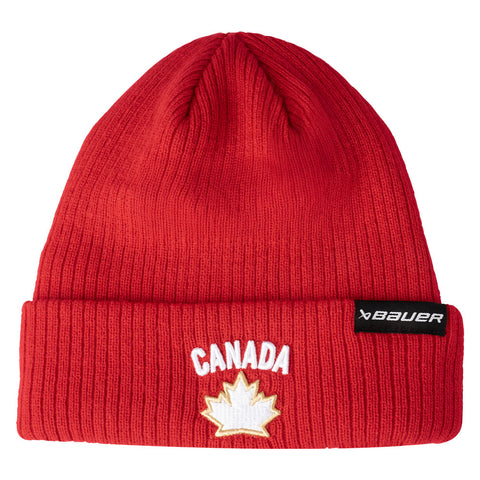 BAUER HOCKEY CANADA RIBBED ADULT RED TOQUE