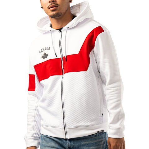 BAUER HOCKEY CANADA TEXTURED FULL ZIP ADULT WHITE HOODIE