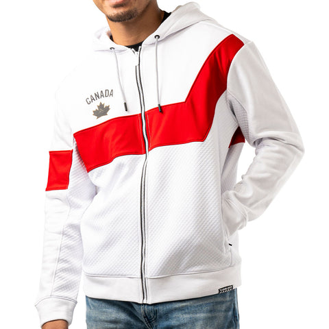 BAUER HOCKEY CANADA TEXTURED FULL ZIP ADULT WHITE HOODIE