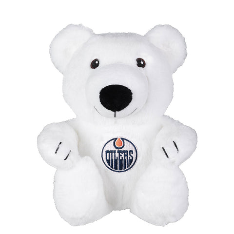 EDMONTON OILERS TEAM LOGO 10" WHITE PLUSH POLAR BEAR