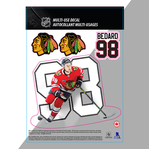 MUSTANG CHICAGO BLACKHAWKS CONNOR BEDARD 5"X7" PLAYER DECAL