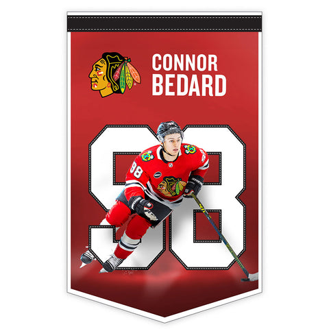 MUSTANG CHICAGO BLACKHAWKS CONNOR BEDARD PLAYER BANNER