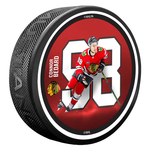 MUSTANG CHICAGO BLACKHAWKS CONNOR BEDARD PUCK