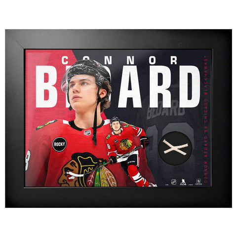 CHICAGO BLACKHAWKS CONNOR BEDARD 14"X18" NET FRAMED ART