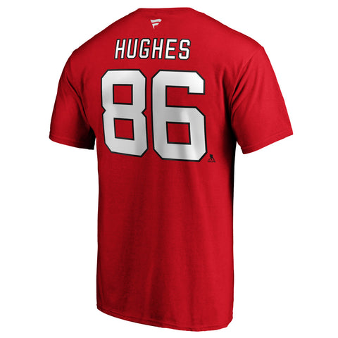 FANATICS NEW JERSEY DEVILS JACK HUGHES NAME AND NUMBER T SHIRT