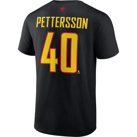 FANATICS VANCOUVER CANUCKS ELIAS PETTERSSON HERITAGE ADULT NAME AND NUMBER T SHIRT