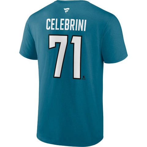 FANATICS SAN JOSE SHARKS MACKLIN CELEBRINI NAME AND NUMBER T SHIRT