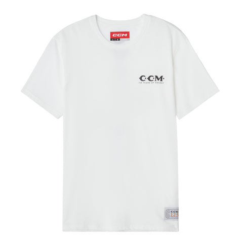 CCM 125 ANNIVERSARY ADULT WHITE T SHIRT