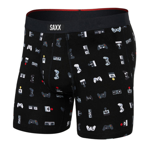 SAXX VIBE XTRA SUPER SOFT GAMER BLACK BOXER BRIEFS