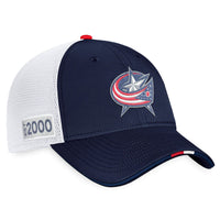 COLUMBUS BLUE JACKETS FANATICS AUTHENTIC PRO 2022 NHL DRAFT STRUCTURED  TRUCKER HAT