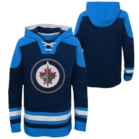 Winnipeg Jets Sweatshirt Adult Small Blue Pullover Big Logo Hoodie NHL Mens